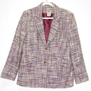 TravelSmith 100% Silk Button Blazer Pockets Vintage Mauve Pink Purple Style 6838